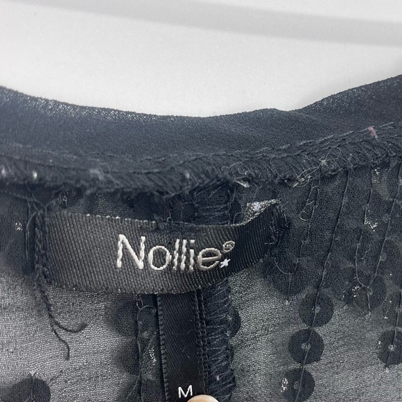 Nollie Black Grunge Sequin Sheer Crop Tank Top Size Medium - Picture 4 of 6